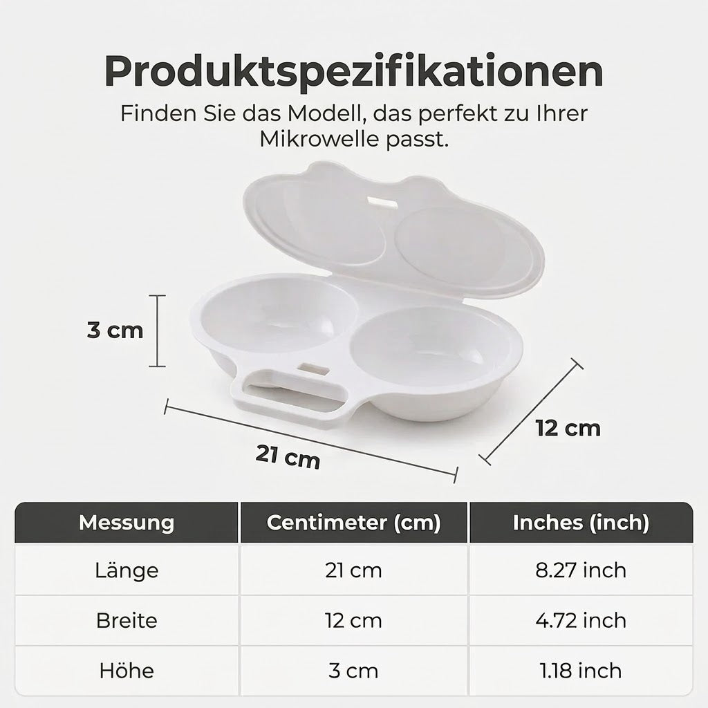 Mikrowellen-Eierkocher mit Deckel und Griff