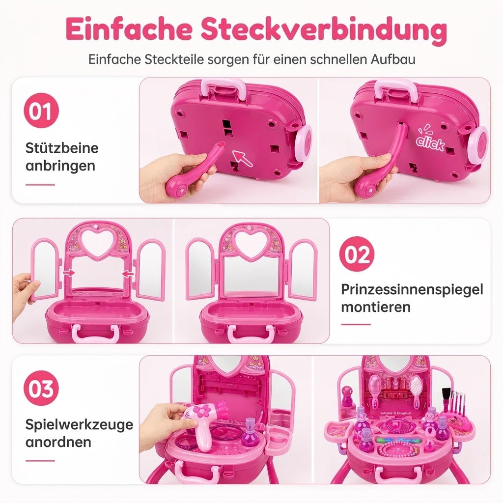 Tragbarer Schminkkoffer für Kinder – Rollenspiel-Kosmetikset für Mädchen