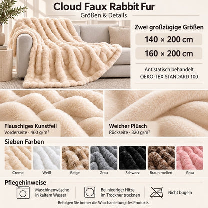 Cloud Kunstkaninchenfell – Extra große und luxuriös weiche Bubble-Kuscheldecke