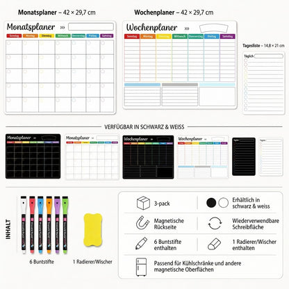 Magnetischer Familienplaner – Monats-, Wochen- & Tagestafel