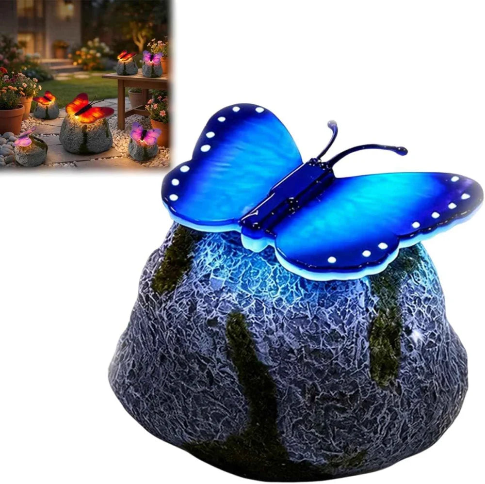 LunaGlow™ | Solar-Gartenstein mit integriertem beleuchtetem Schmetterling