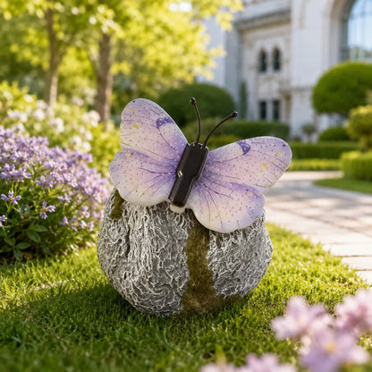 LunaGlow™ | Solar-Gartenstein mit integriertem beleuchtetem Schmetterling