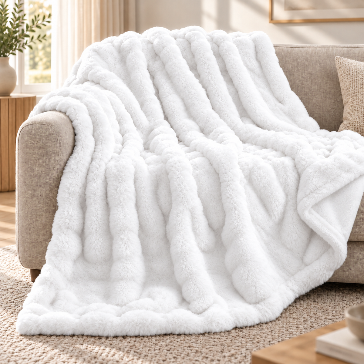 Cloud Kunstkaninchenfell – Extra große und luxuriös weiche Bubble-Kuscheldecke