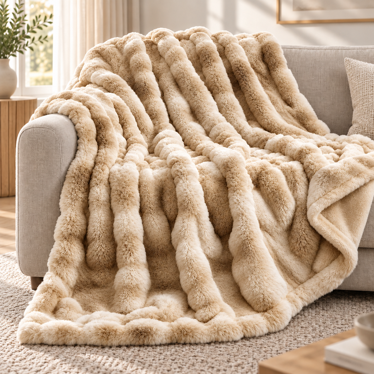 Cloud Kunstkaninchenfell – Extra große und luxuriös weiche Bubble-Kuscheldecke