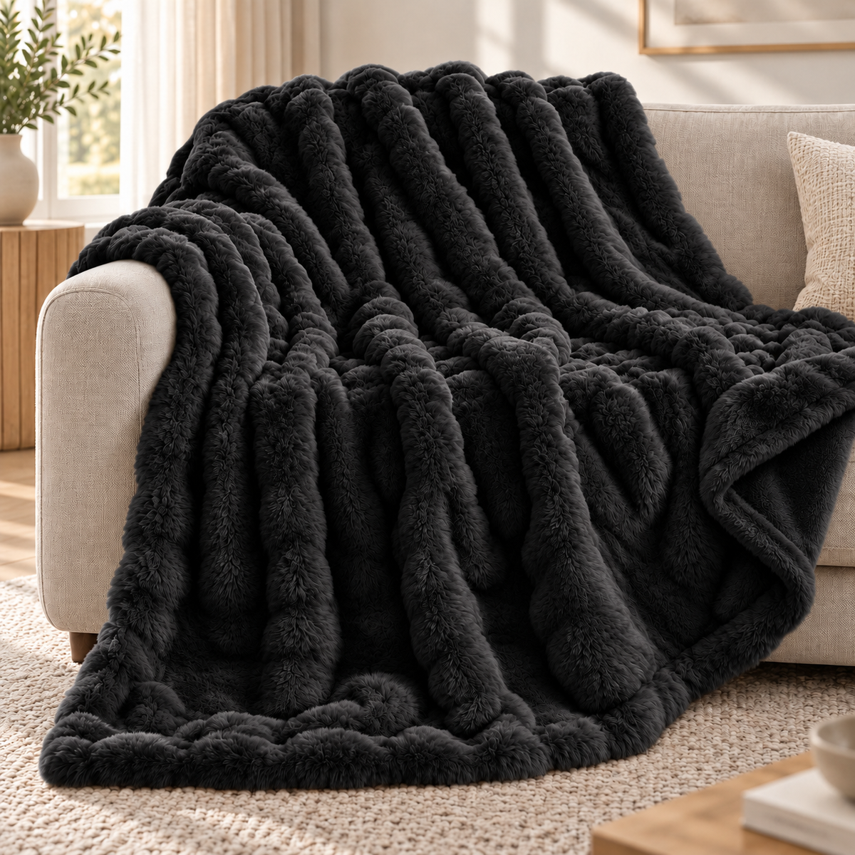Cloud Kunstkaninchenfell – Extra große und luxuriös weiche Bubble-Kuscheldecke