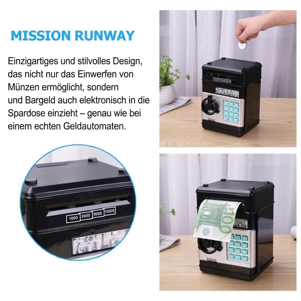 Mini-Geldautomat Spardose – Ein-/Auszahlung & elektronischer PIN-Code