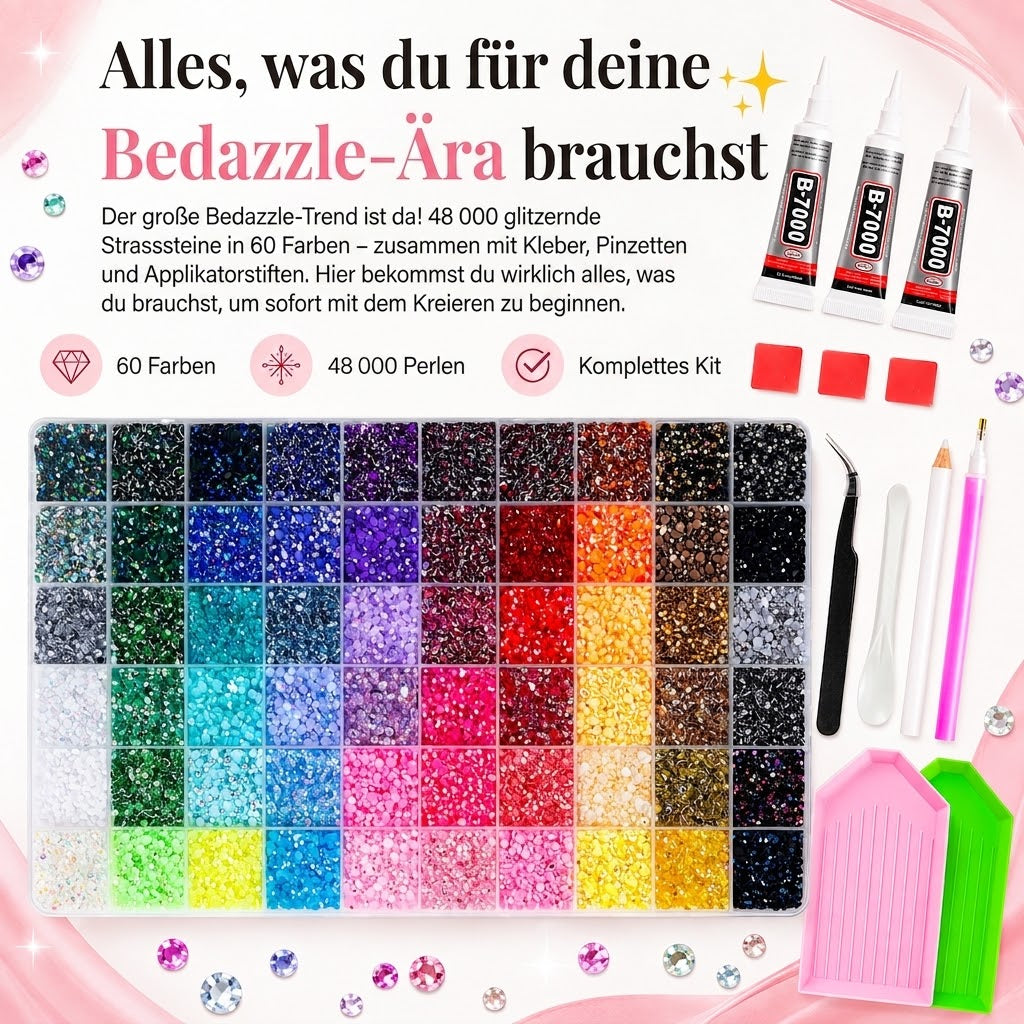 Strassstein-Set – 48.000 Strasssteine in 60 Farben