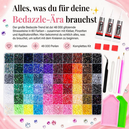Strassstein-Set – 48.000 Strasssteine in 60 Farben