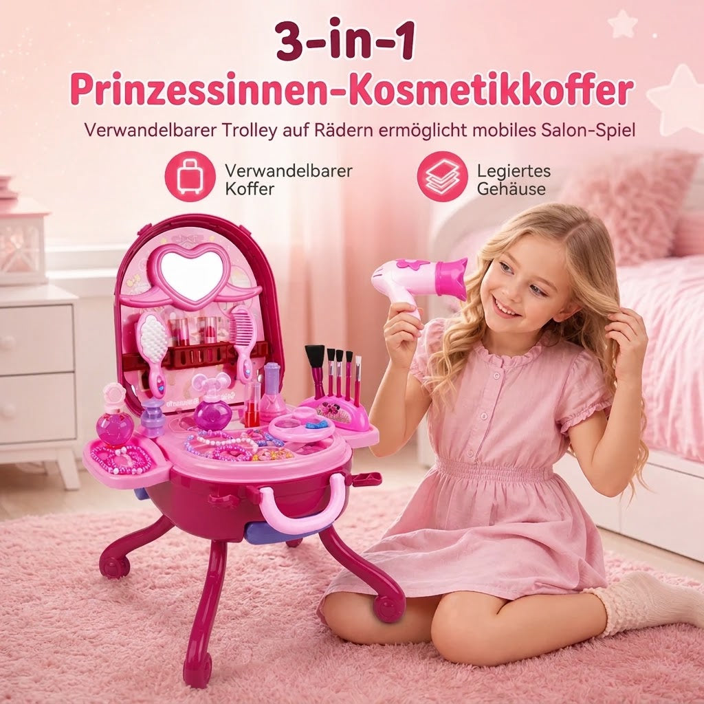 Tragbarer Schminkkoffer für Kinder – Rollenspiel-Kosmetikset für Mädchen
