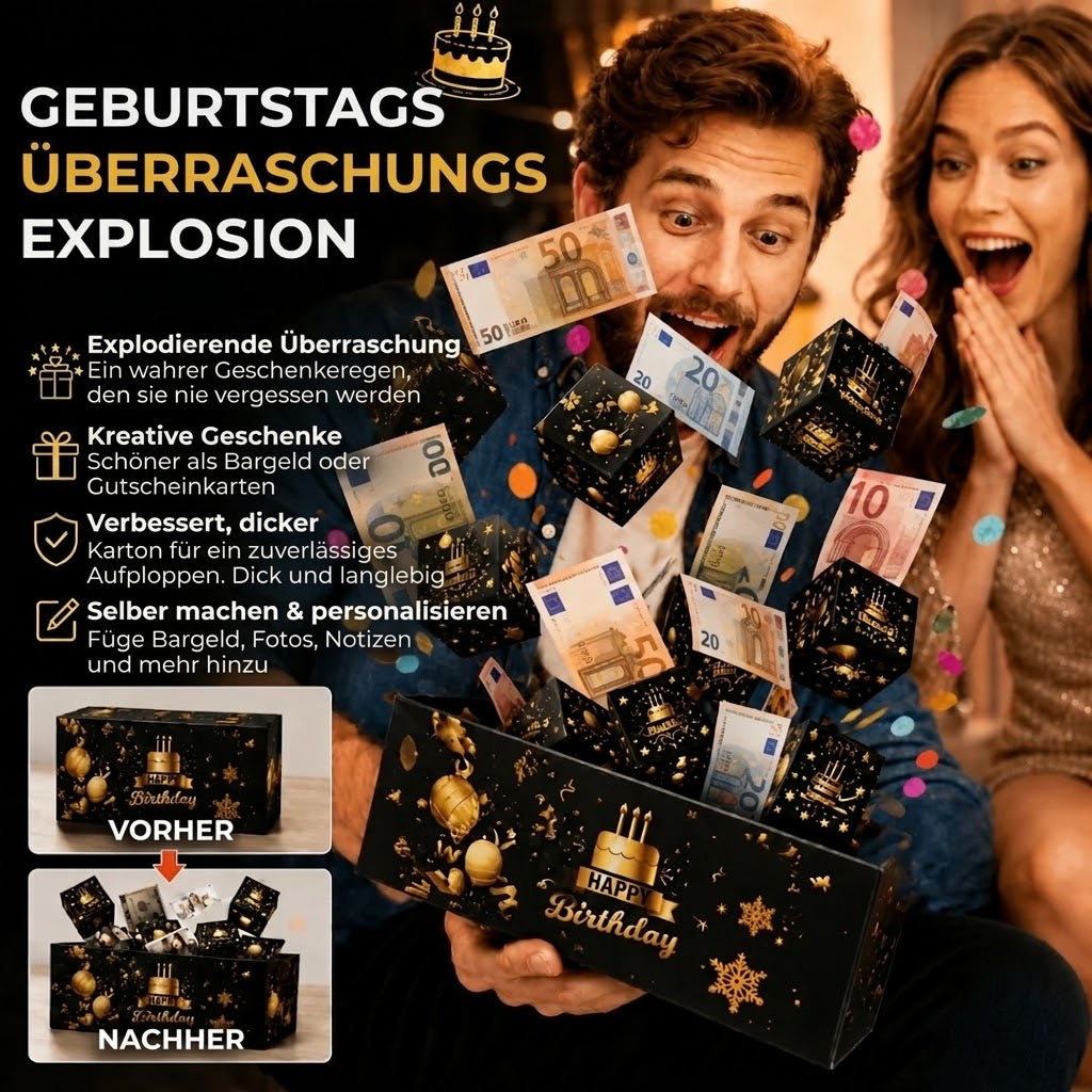 Explosionsbox für Geburtstage