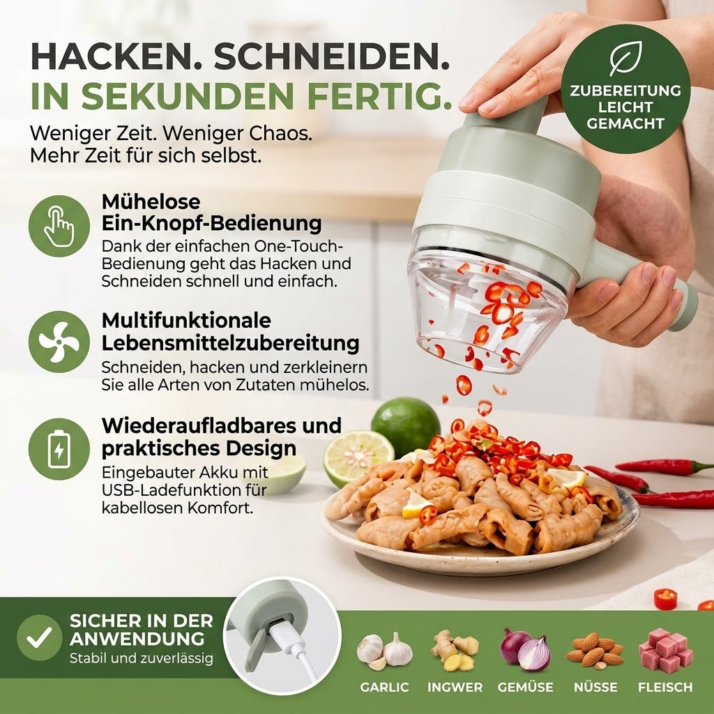 Elektrischer Zerkleinerer – Kabellos mit manueller Bedienung