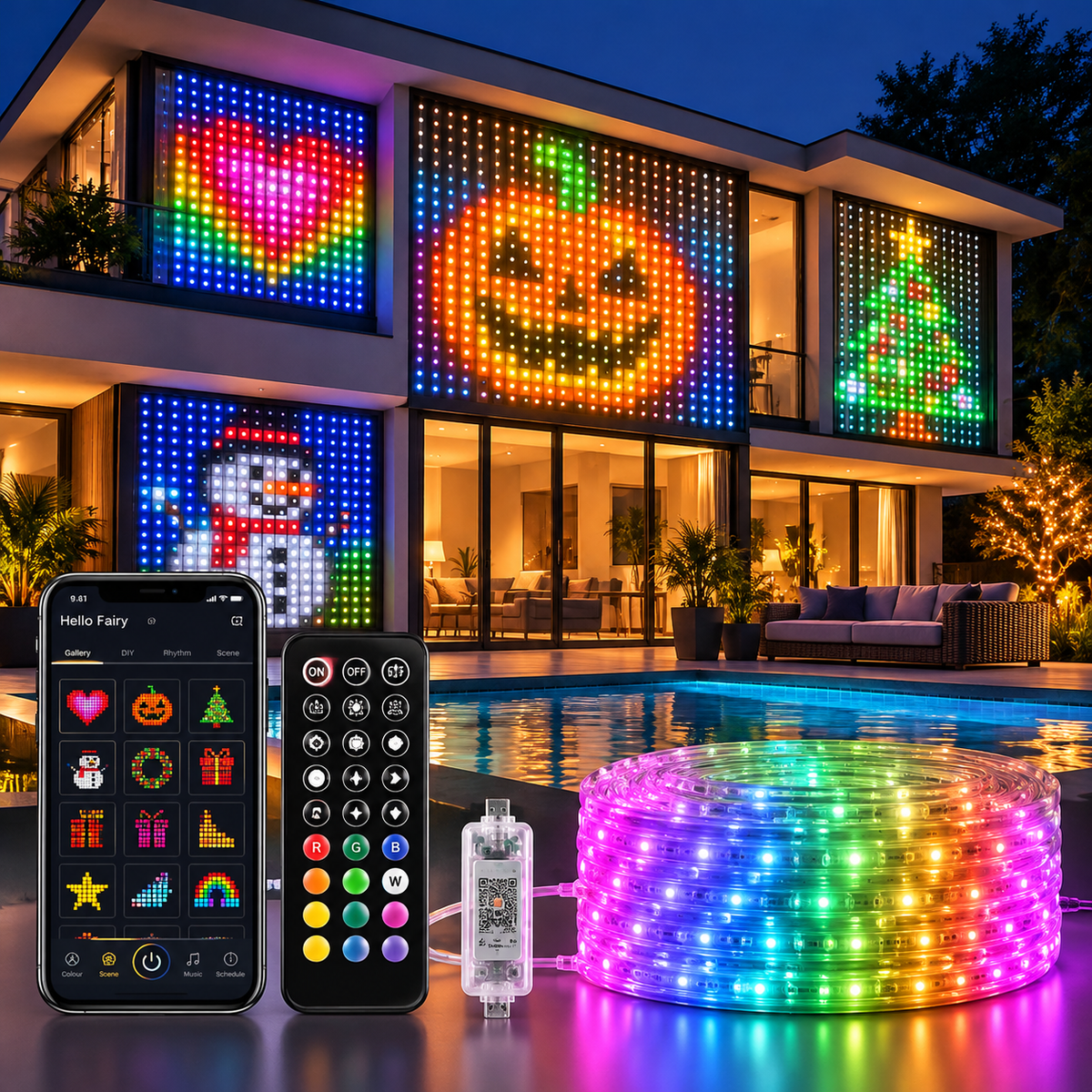 Smarter LED-Lichtervorhang – Individuelles Lichtdesign per App