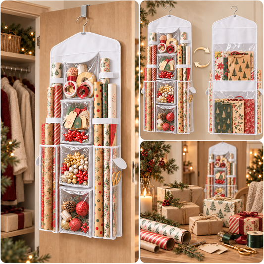 Wrap & Ready – Hängende Aufbewahrung für Geschenkverpackungen