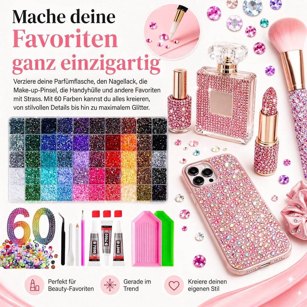 Strassstein-Set – 48.000 Strasssteine in 60 Farben