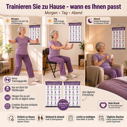 Tai Chi Stuhltraining – 2er-Poster-Set für einfaches Heimtraining (60+)