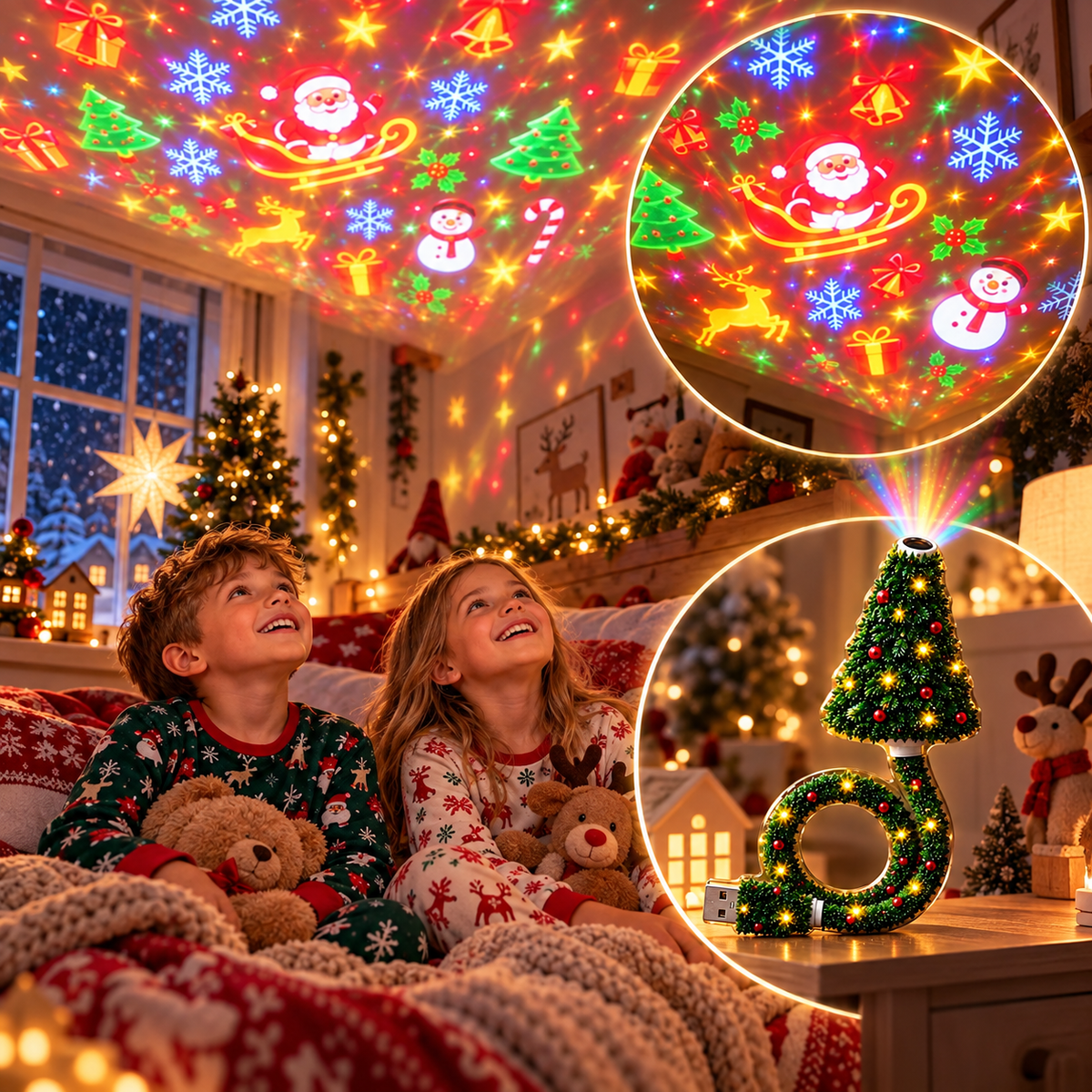 JulGlow HD USB-Projektor – Magische Weihnachtsstimmung in Sekundenschnelle