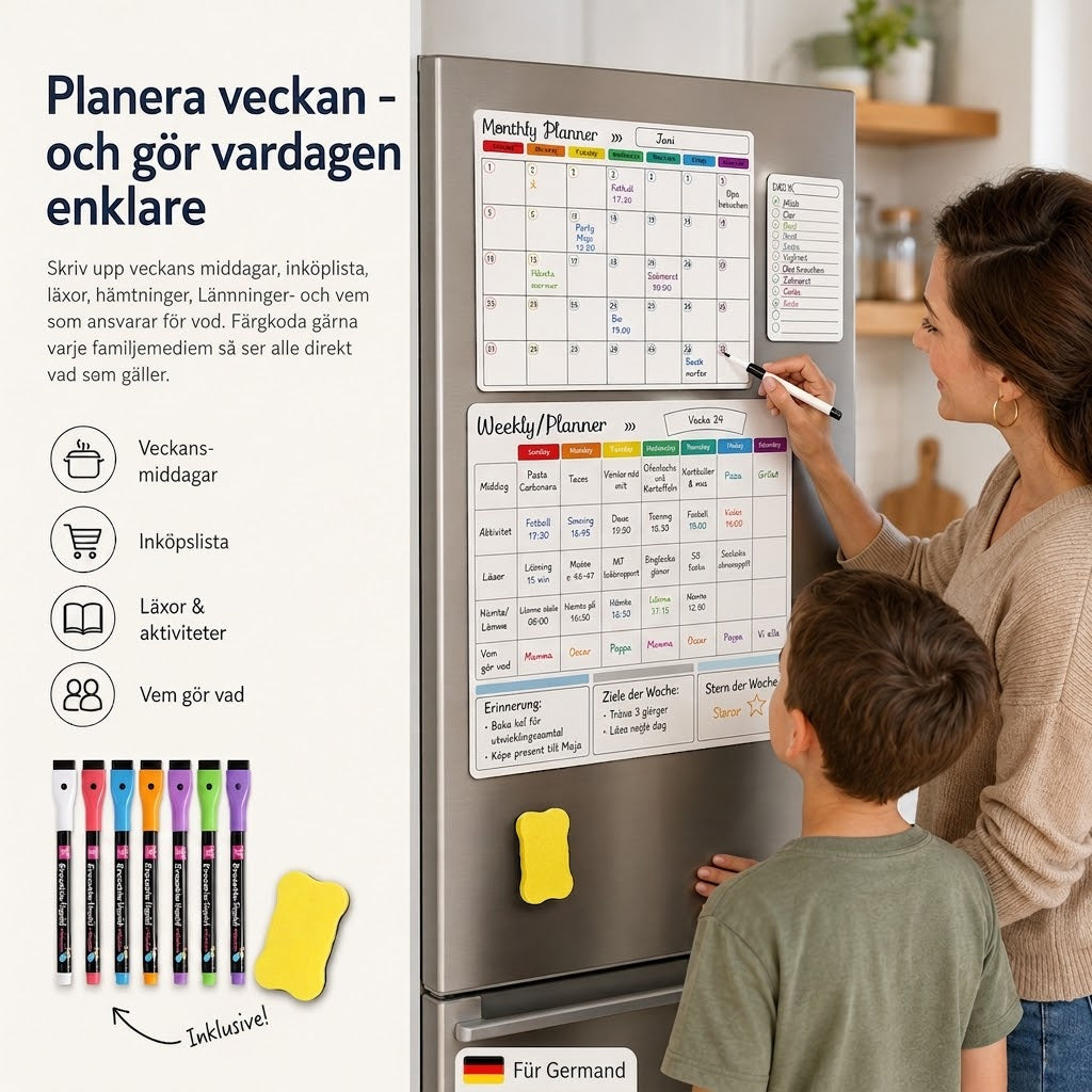 Magnetischer Familienplaner – Monats-, Wochen- & Tagestafel