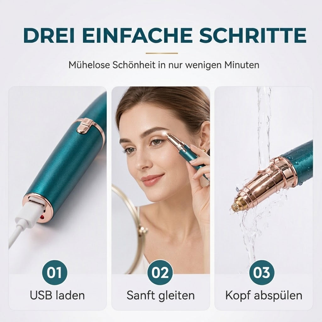 Elektrischer Augenbrauen-Epilierstift – Integriertes LED-Licht und USB-wiederaufladbar
