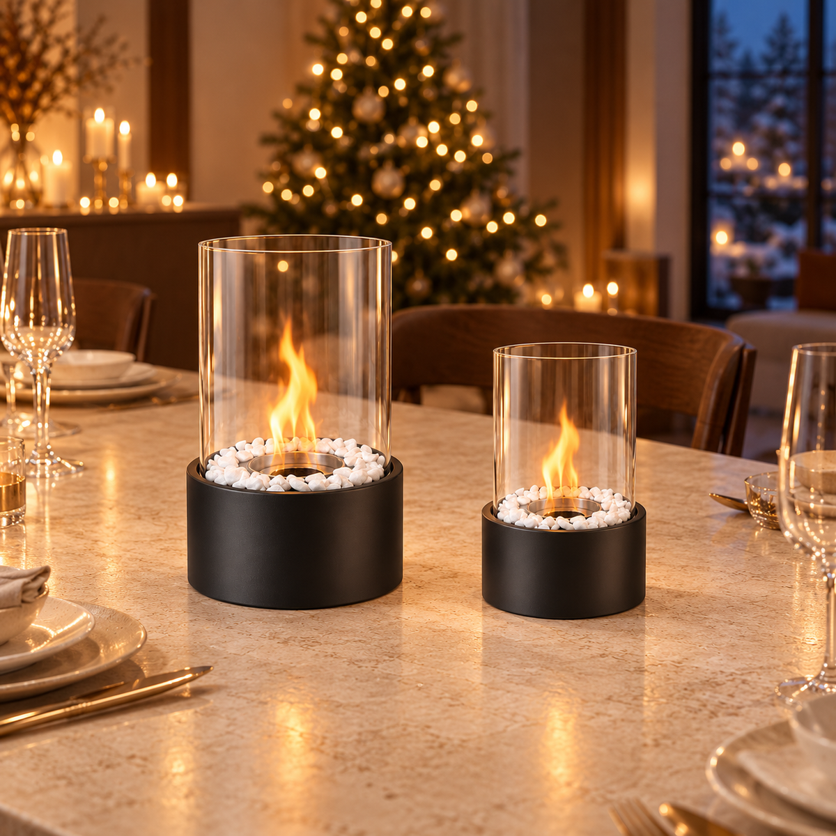 Tischkamin – modernes Design und echte Flamme für drinnen & draußen