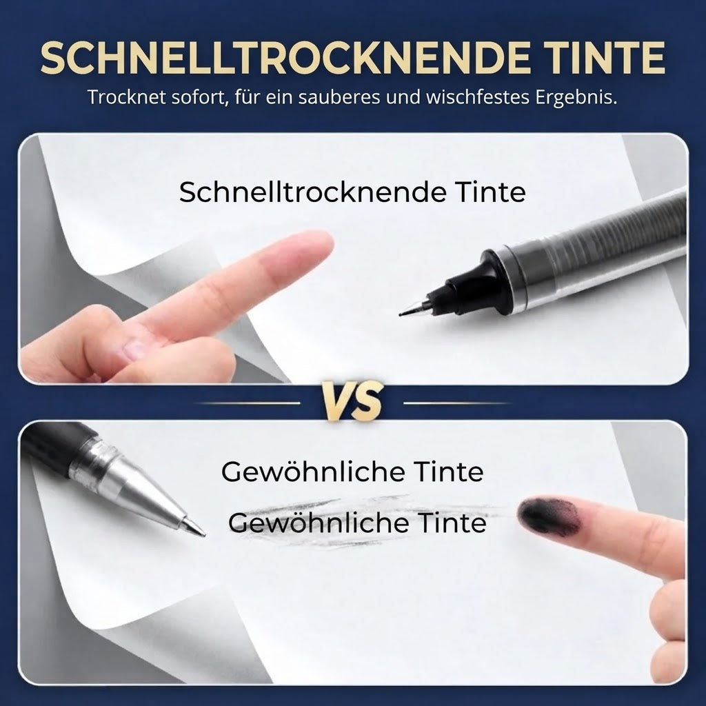 Wischfestes und schnelltrocknendes Tintenschreiber-Set – 12 Stück
