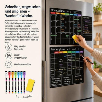 Magnetischer Familienplaner – Monats-, Wochen- & Tagestafel
