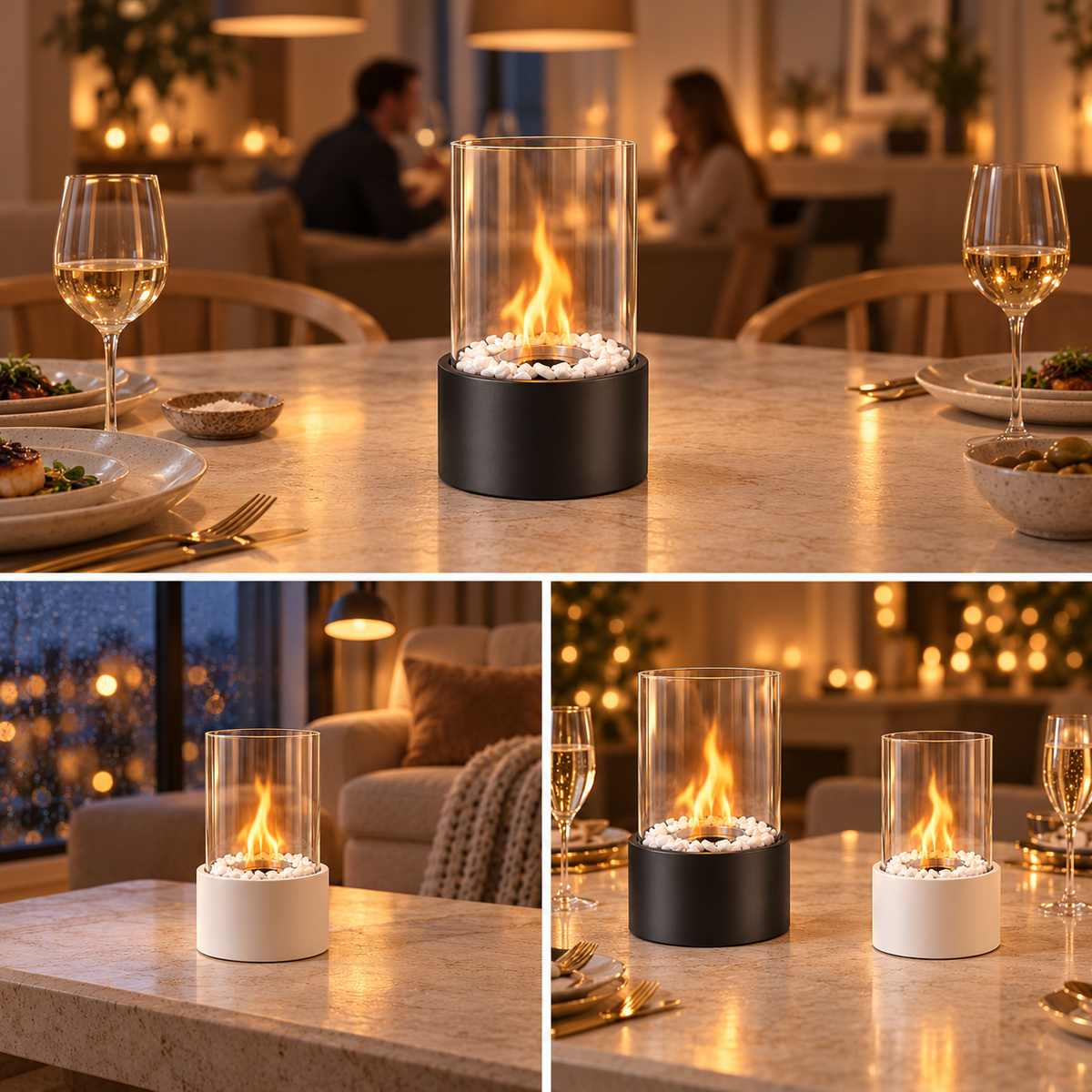 Tischkamin – modernes Design und echte Flamme für drinnen & draußen