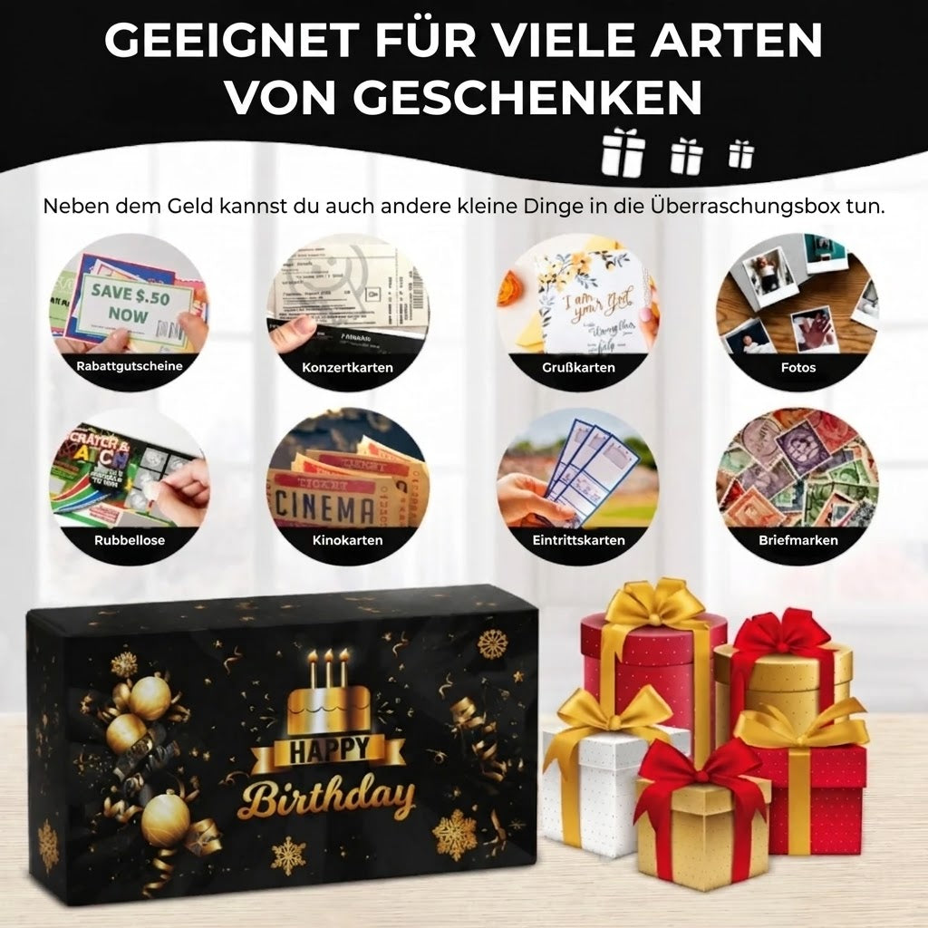 Explosionsbox für Geburtstage