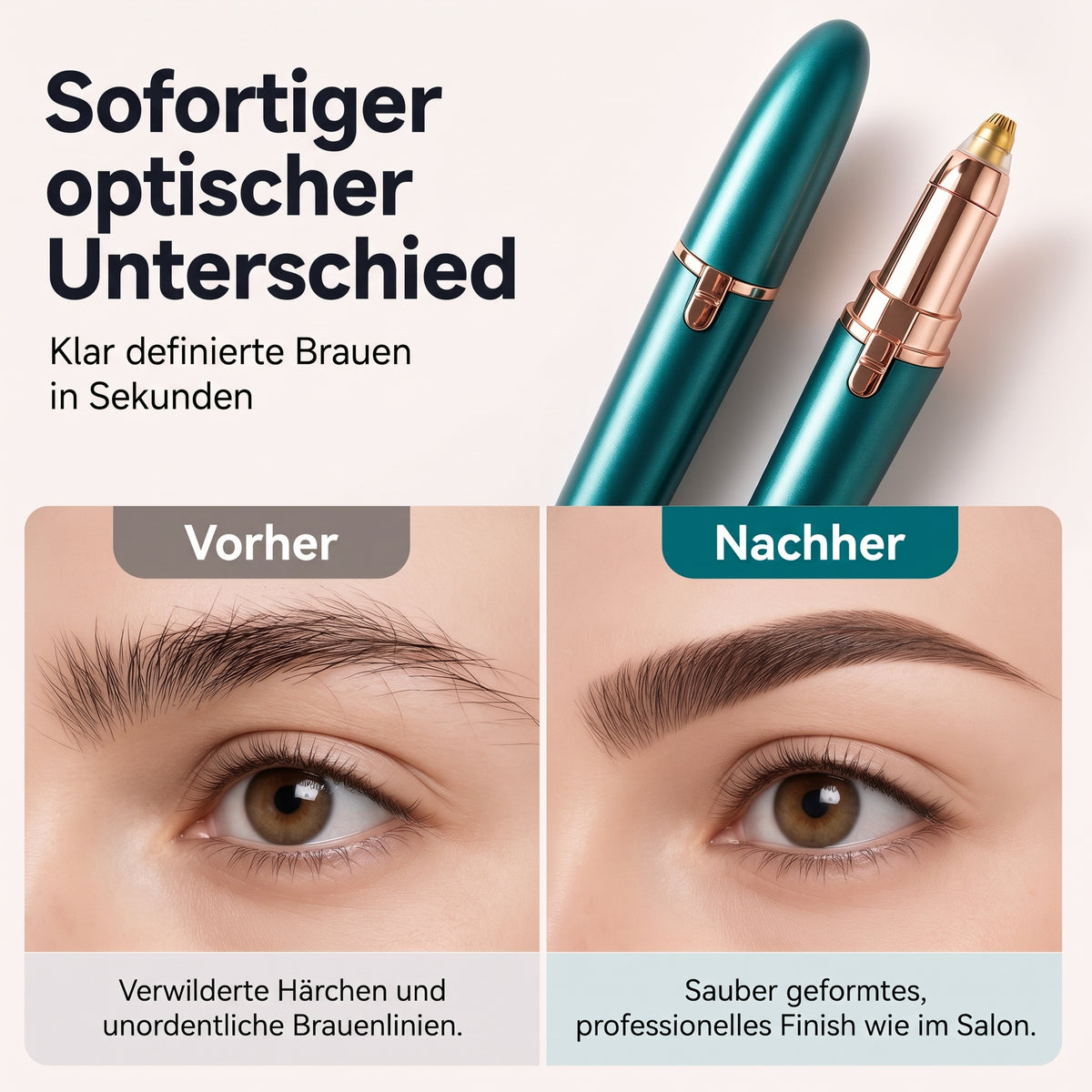 Elektrischer Augenbrauen-Epilierstift – Integriertes LED-Licht und USB-wiederaufladbar