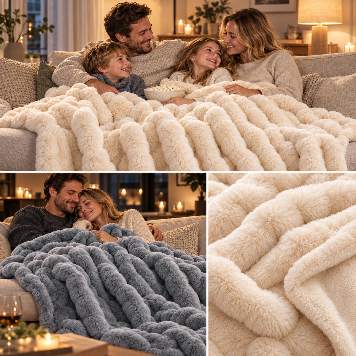 Cloud Kunstkaninchenfell – Extra große und luxuriös weiche Bubble-Kuscheldecke