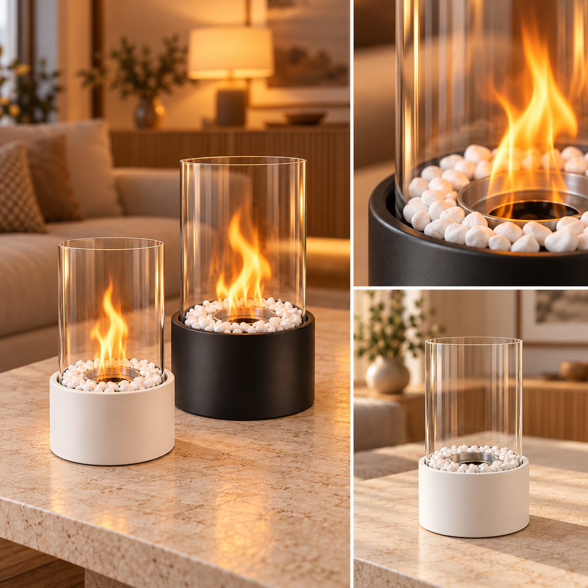 Tischkamin – modernes Design und echte Flamme für drinnen & draußen