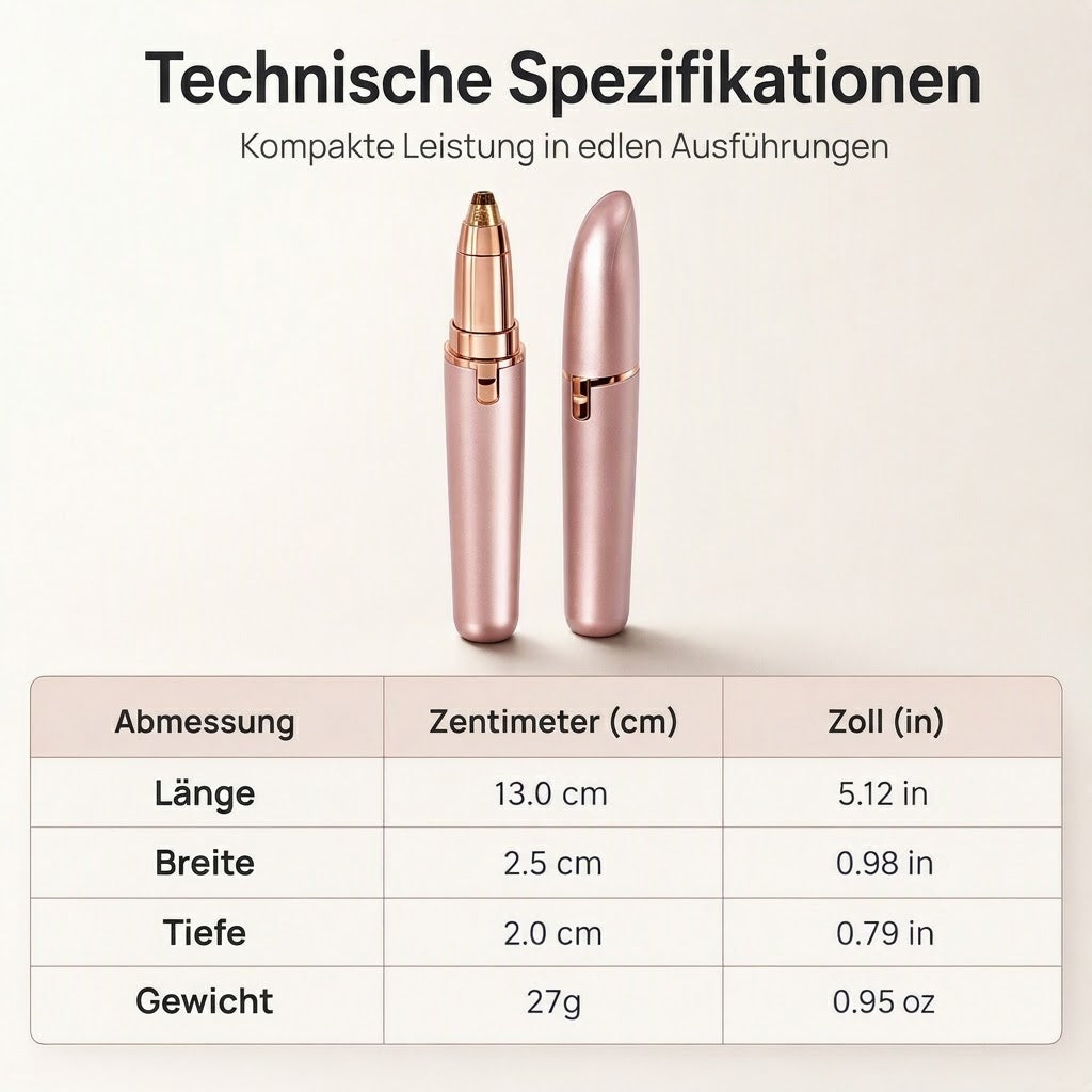 Elektrischer Augenbrauen-Epilierstift – Integriertes LED-Licht und USB-wiederaufladbar