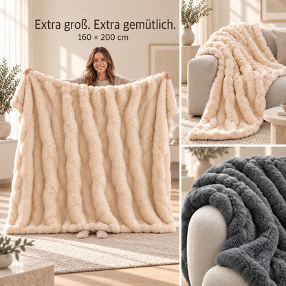 Cloud Kunstkaninchenfell – Extra große und luxuriös weiche Bubble-Kuscheldecke