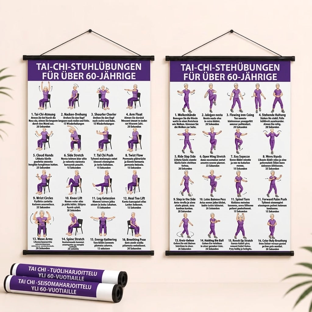 Tai Chi Stuhltraining – 2er-Poster-Set für einfaches Heimtraining (60+)