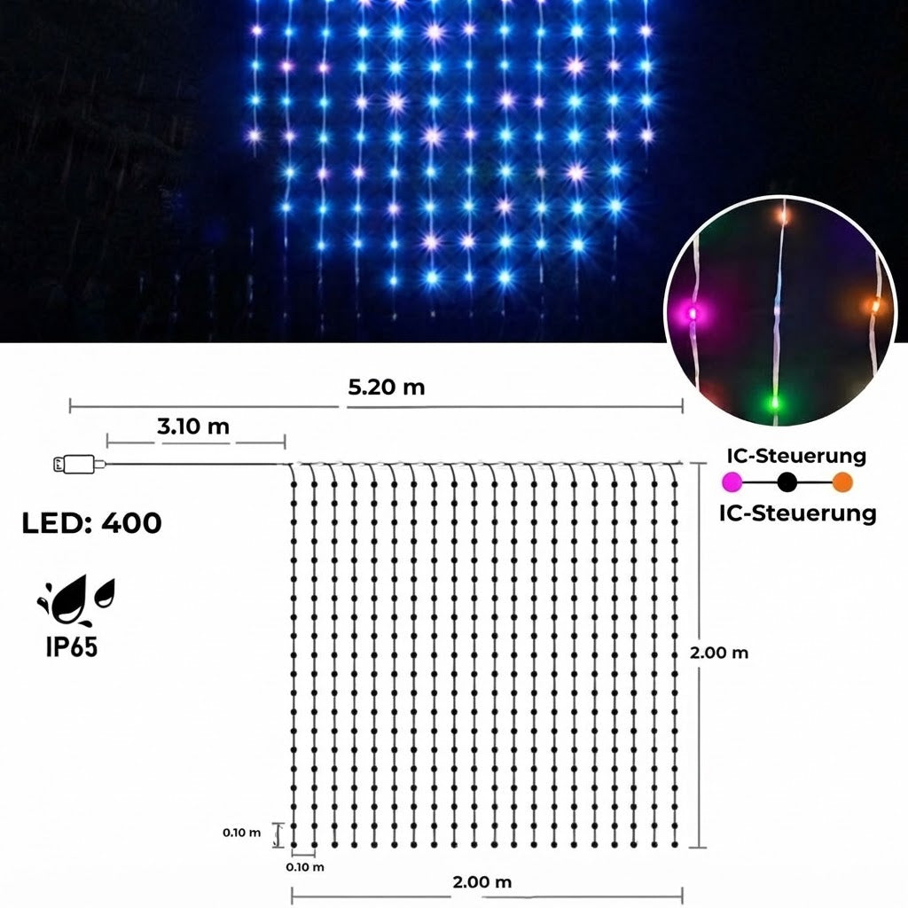 Smarter LED-Lichtervorhang – Individuelles Lichtdesign per App