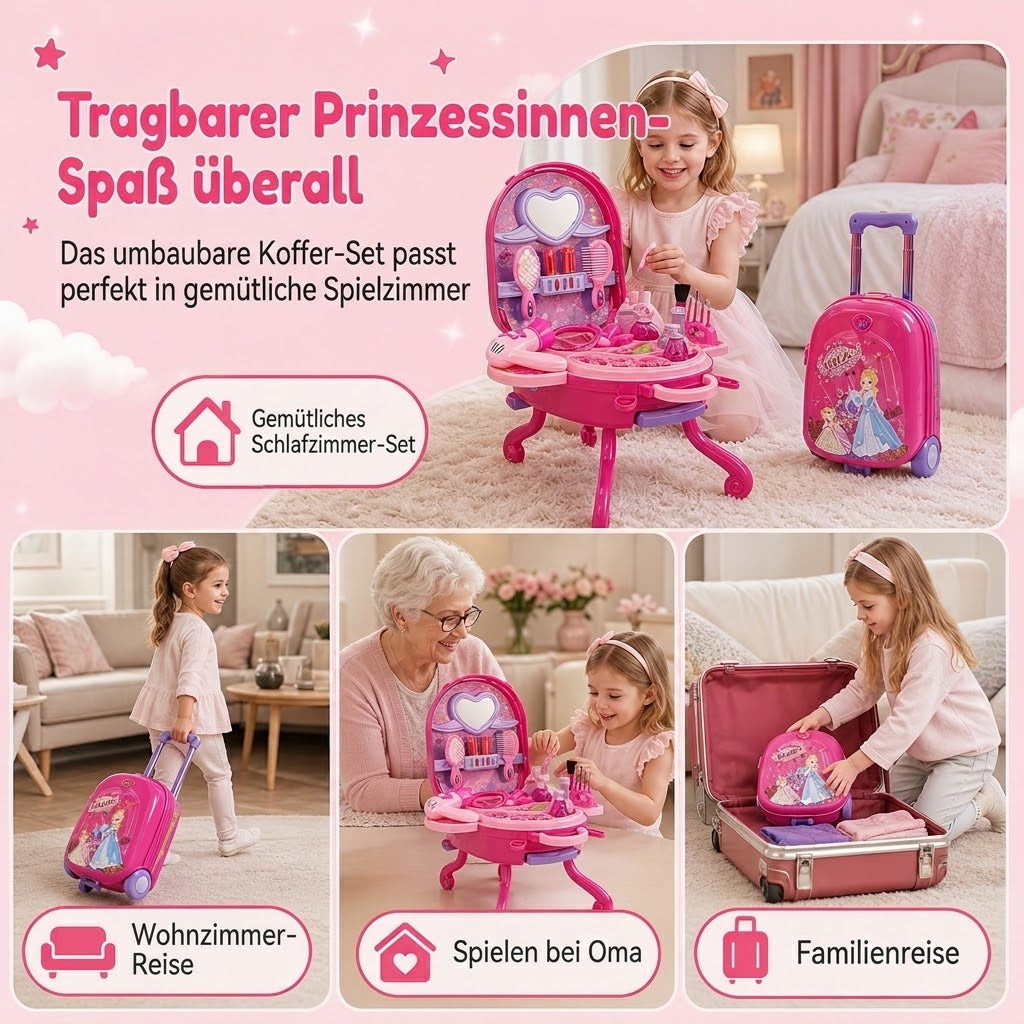 Tragbarer Schminkkoffer für Kinder – Rollenspiel-Kosmetikset für Mädchen