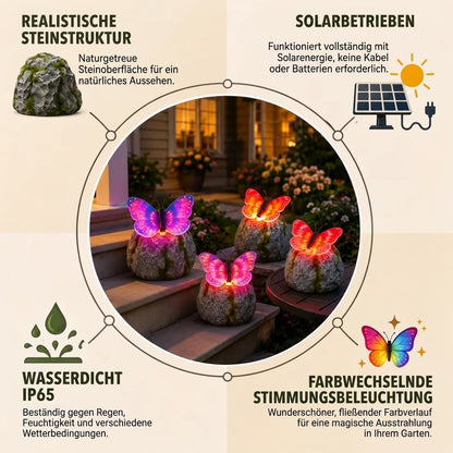 LunaGlow™ | Solar-Gartenstein mit integriertem beleuchtetem Schmetterling