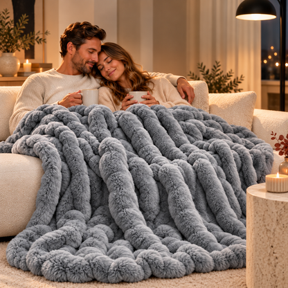 Cloud Kunstkaninchenfell – Extra große und luxuriös weiche Bubble-Kuscheldecke