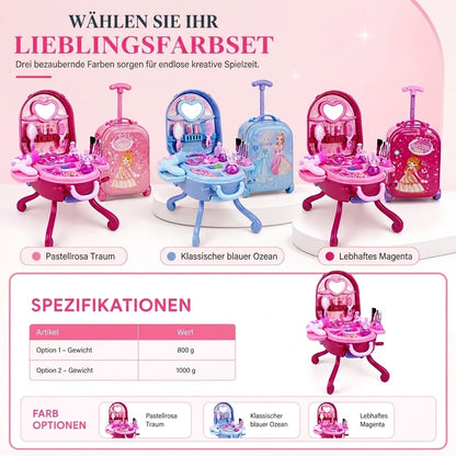Tragbarer Schminkkoffer für Kinder – Rollenspiel-Kosmetikset für Mädchen