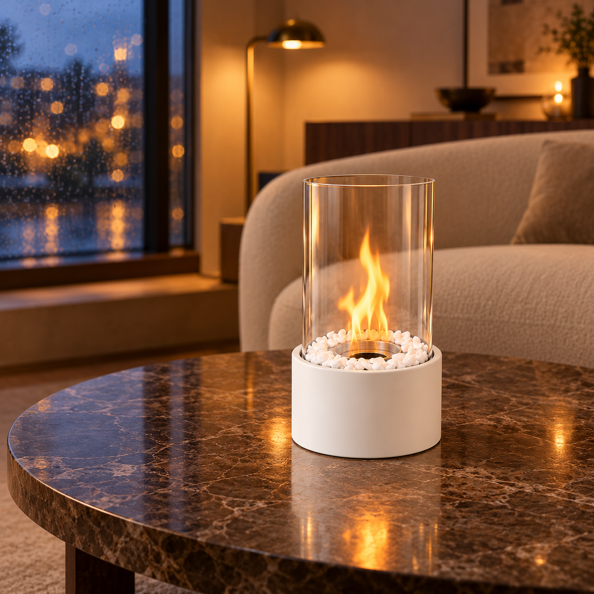 Tischkamin – modernes Design und echte Flamme für drinnen & draußen