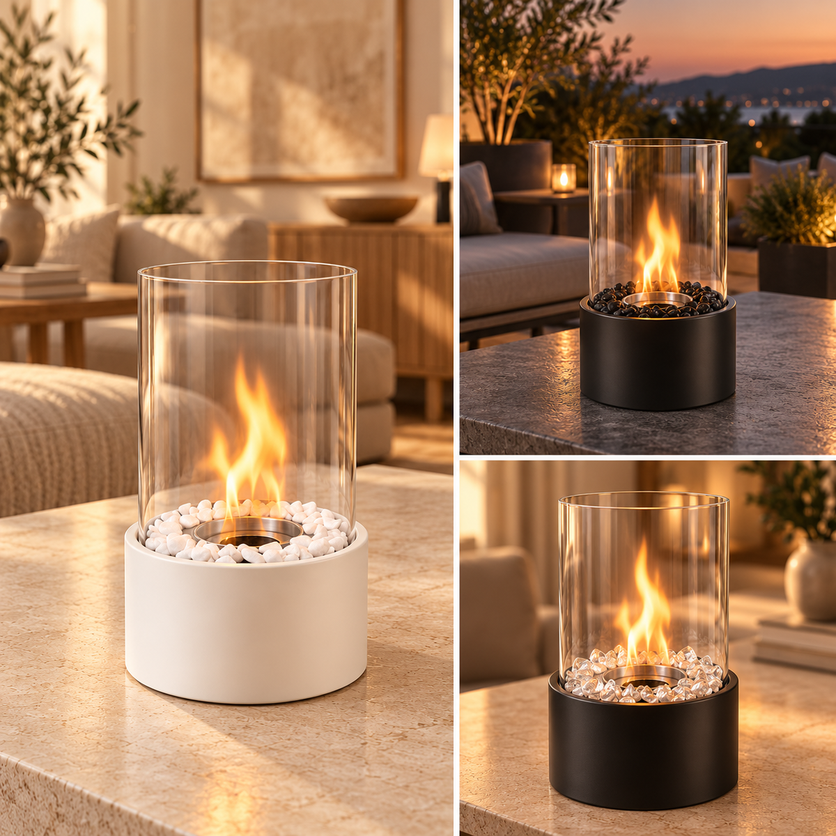 Tischkamin – modernes Design und echte Flamme für drinnen & draußen