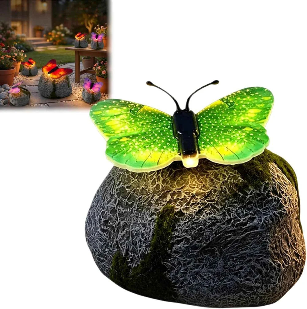 LunaGlow™ | Solar-Gartenstein mit integriertem beleuchtetem Schmetterling