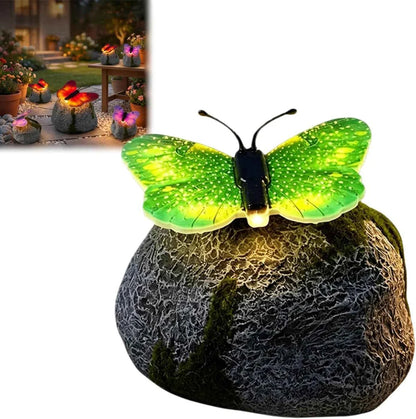 LunaGlow™ | Solar-Gartenstein mit integriertem beleuchtetem Schmetterling