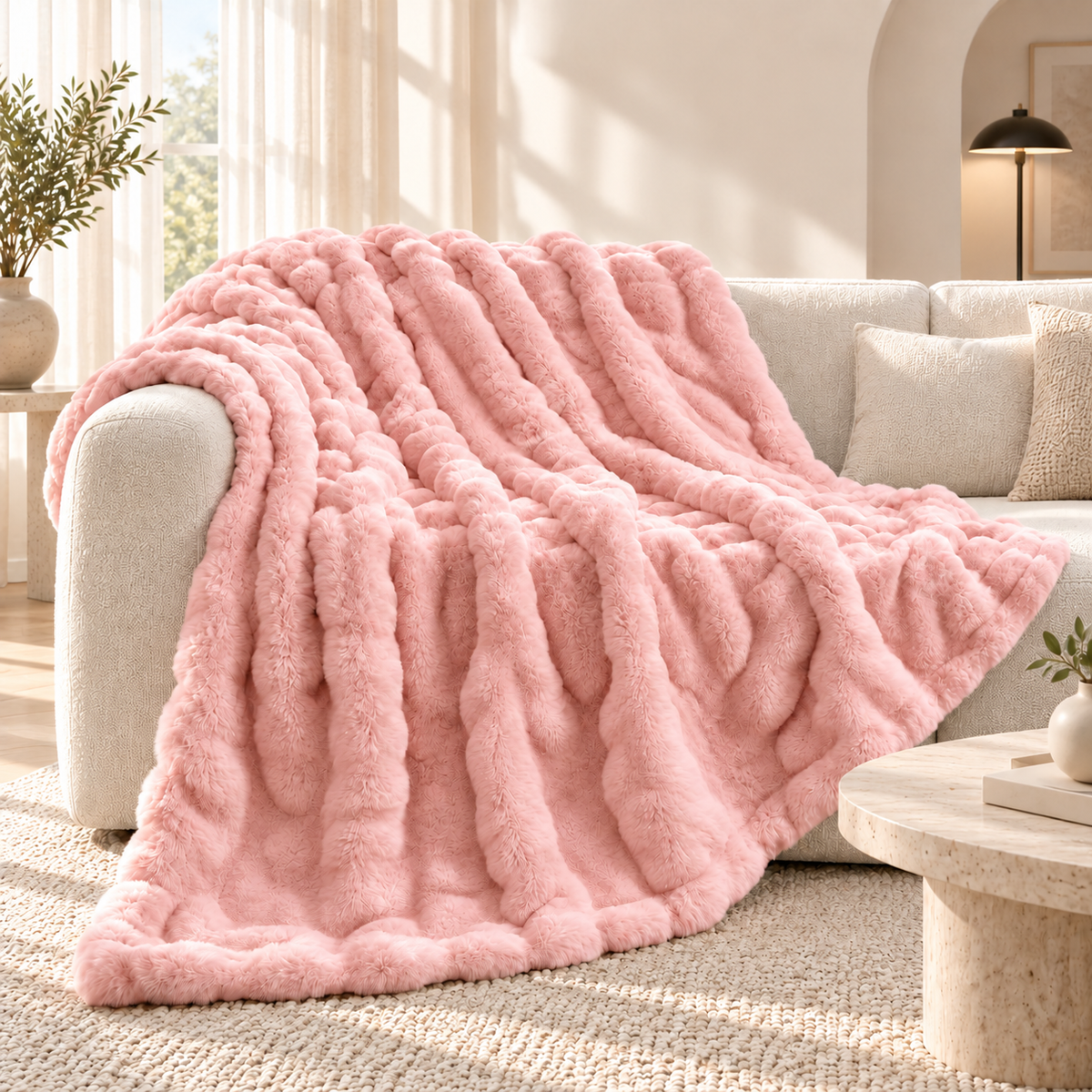 Cloud Kunstkaninchenfell – Extra große und luxuriös weiche Bubble-Kuscheldecke