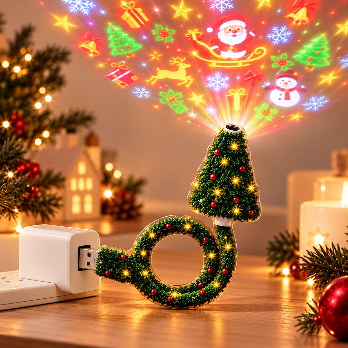 JulGlow HD USB-Projektor – Magische Weihnachtsstimmung in Sekundenschnelle