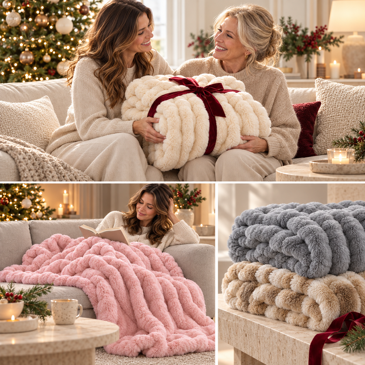 Cloud Kunstkaninchenfell – Extra große und luxuriös weiche Bubble-Kuscheldecke