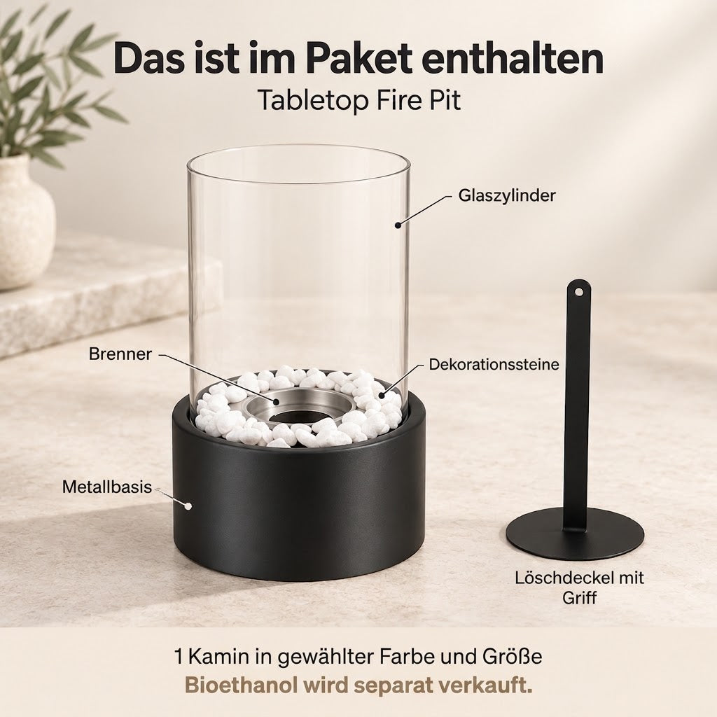Tischkamin – modernes Design und echte Flamme für drinnen & draußen