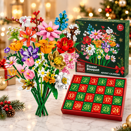 Bloom & Build Adventskalender – Baue deinen eigenen magischen Blumenstrauß zu Weihnachten